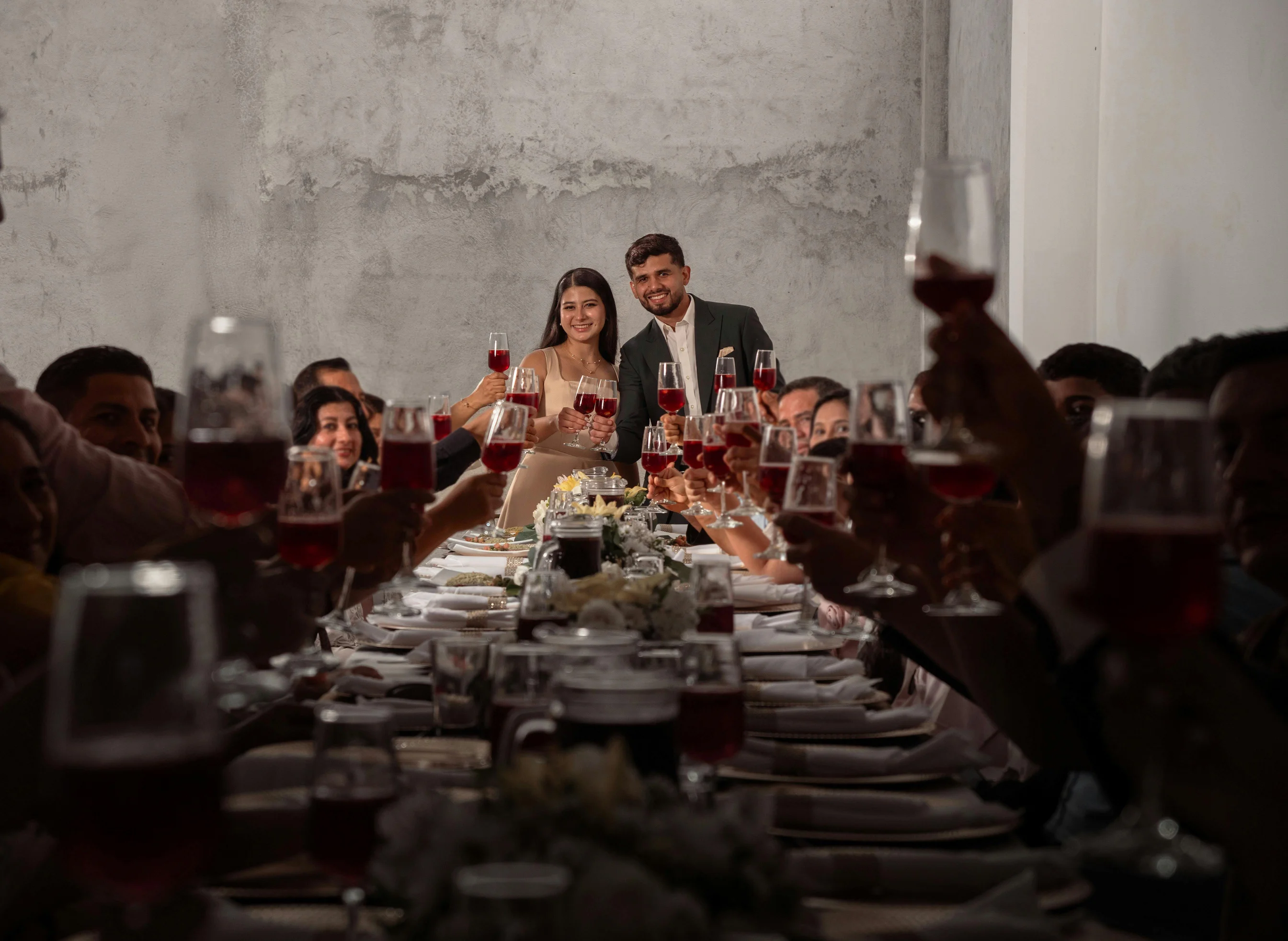 Couple toasting at their wedding